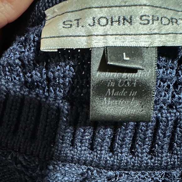 St John Sport | Women’s Crew Neck Knit Sweater Navy Blue Size Large - Picture 7 of 11